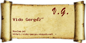Vido Gergő névjegykártya